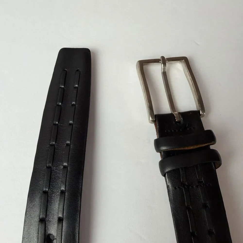 Torino Black Leather Aniline Kipskin Shoulder Men’s Belt Size 38 #61410